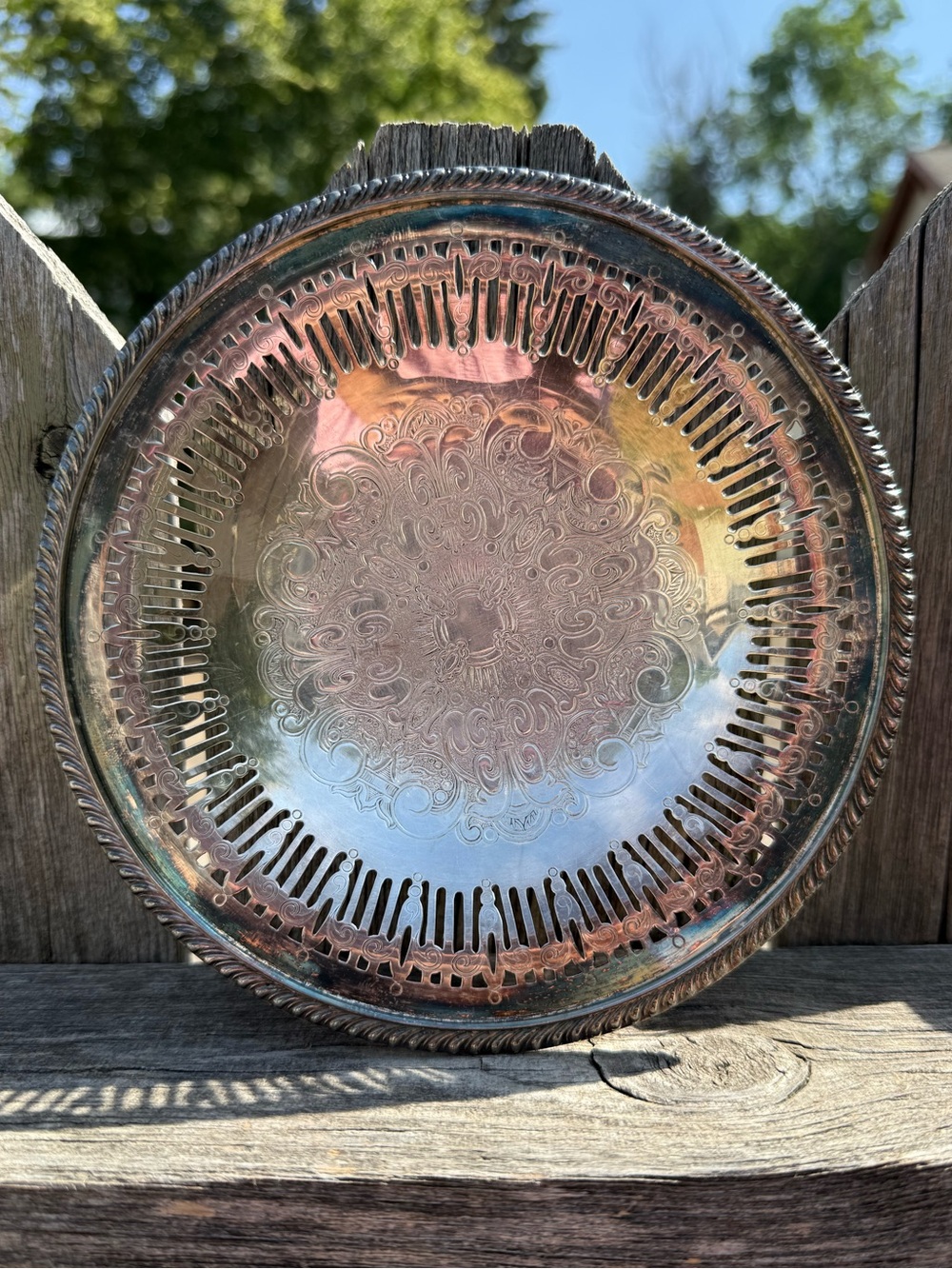 Vintage Primrose Plate Silver Plated Footed Tray Pierced Reticulated Dish 6007
